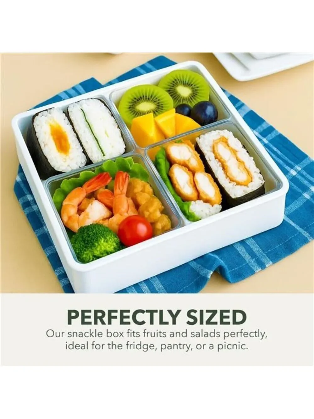 Snack Box 4 Compartment Airtight Serving Tray Portable Charcuterie Fruit Veggie